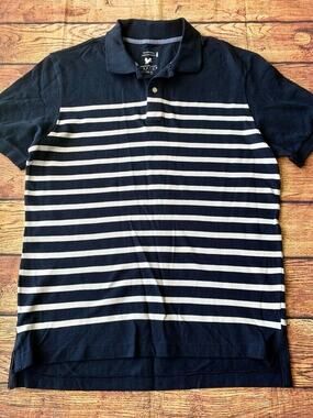 Cactus Navy Blue White Short Sleeve Polo Shirt Men's Size XL